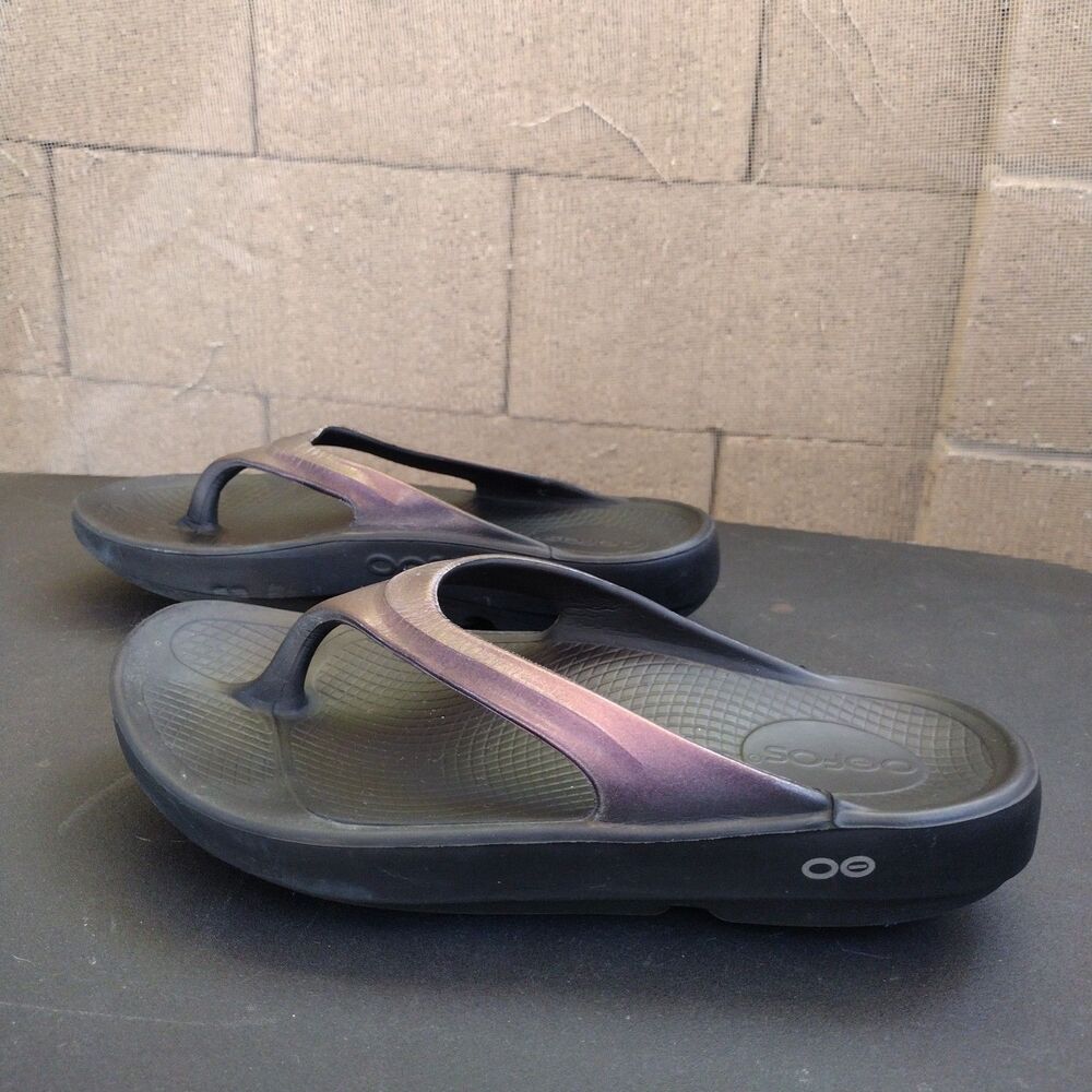 Oofos Oolala Luxe Sandals Womens Size 8 Purple Ombre Flip Flop Comfort Recovery